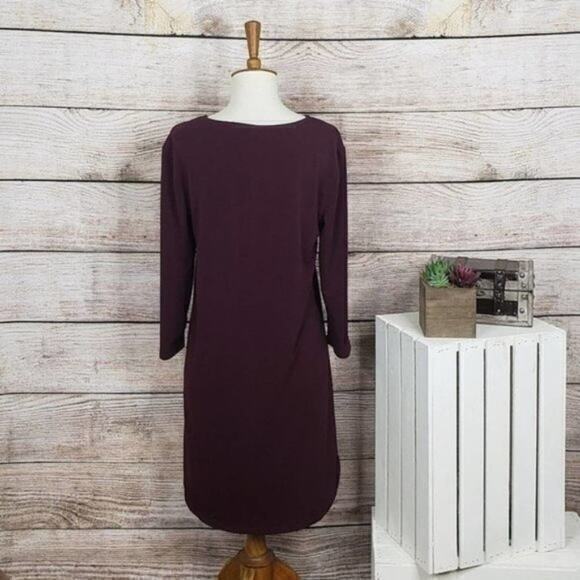 H&M Basic Womens Midi Shift Dress‎ Quarter Sleeve Maroon XS - Picture 2 of 2